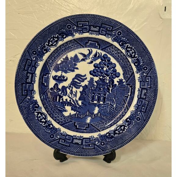 Antique Allertons England Blue Willow 9" Dinner Plate - Picture 1 of 3